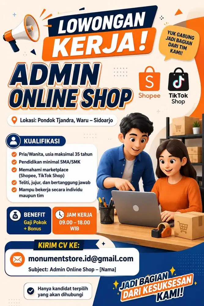 LOWONGAN KERJA ADMIN ONLINE SHOP!