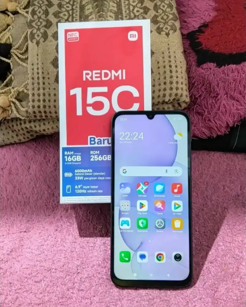HP REDMI 15C 8/256 NFC HITAM FULL SETT SEPERTI BARU GARANSI RESMI