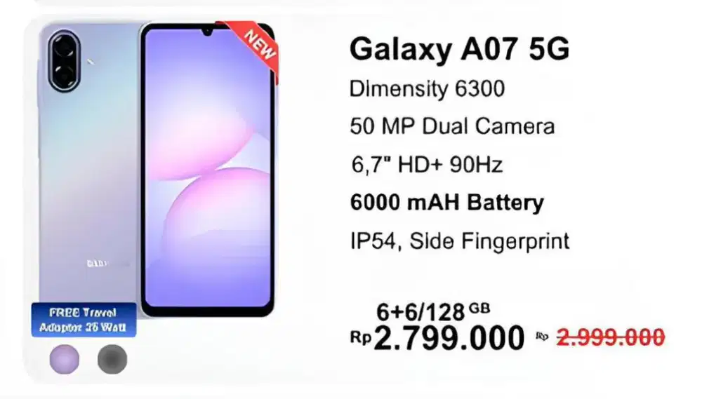 HEADPHONE ANDROID GALAXY A07 5G 6+6/128GB