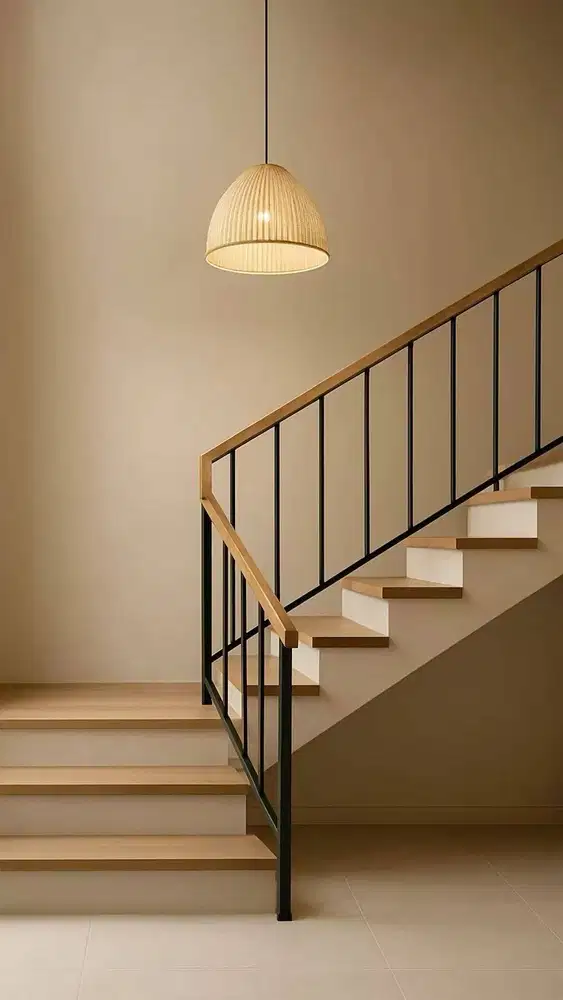 railing tangga pegangan kayu model terbaru