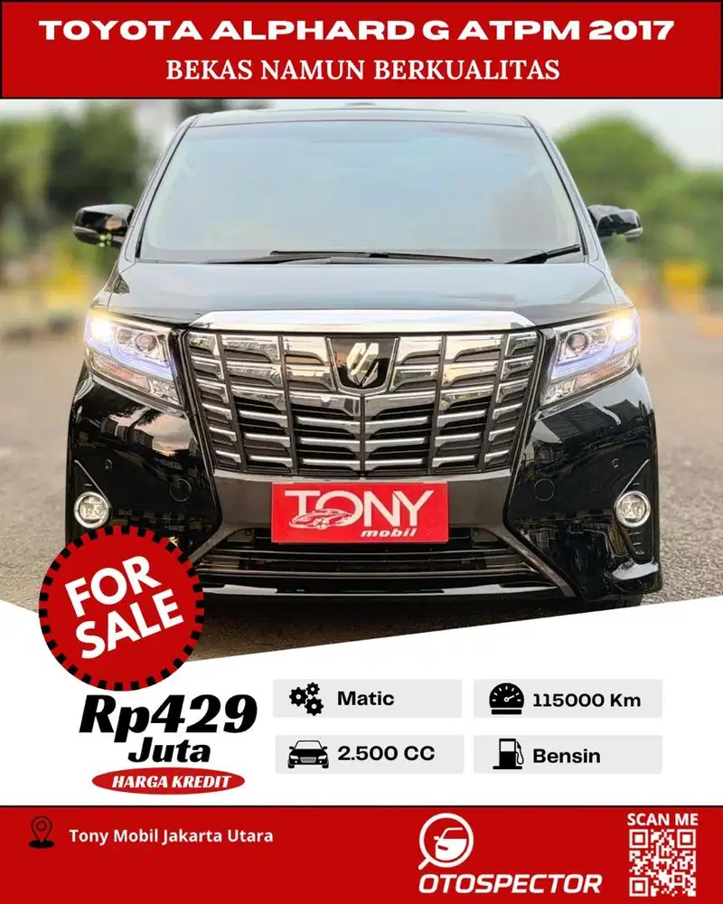 #Tony Mobil# Toyota Alphard G ATPM 2017 Hitam
