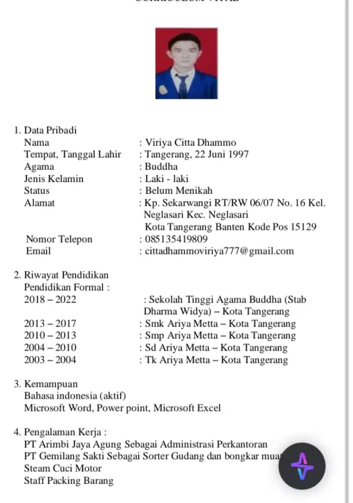 Saya lagi butuh pekerjaan