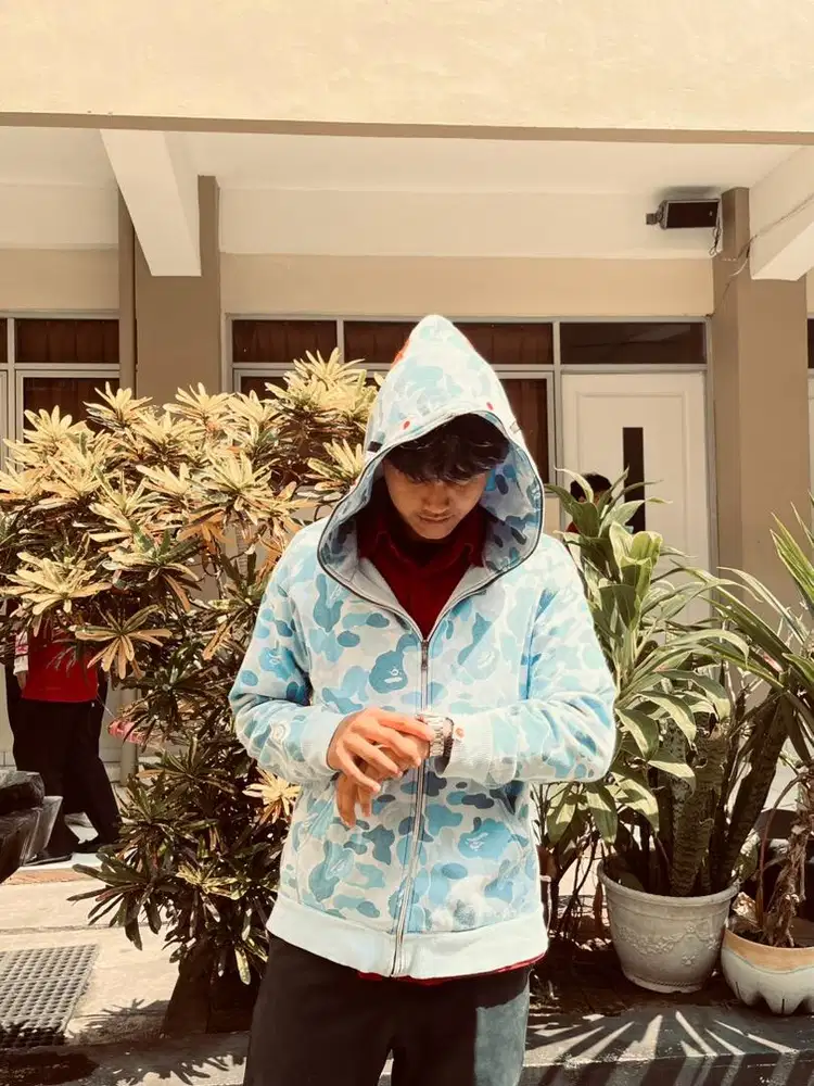 bappe shark full zip hoddie blue