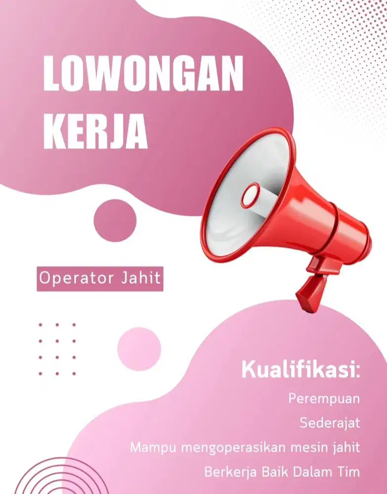 Dibutuhkan penjahit wanita
