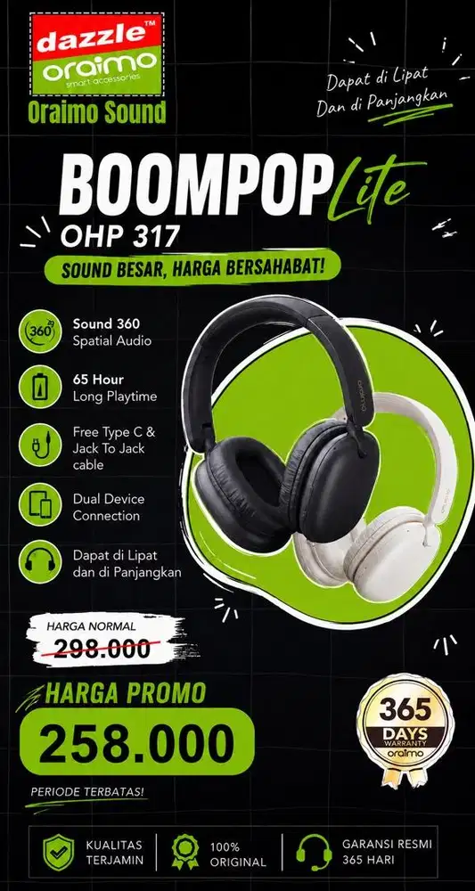 Headphone Oraimo BoomPop Lite OHP-317