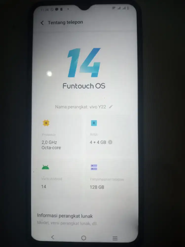 Vivo y22 ram 4+4/128