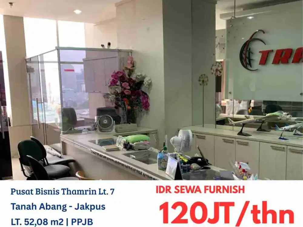 NVTDS0165 Office Space Pusat Bisnis Thamrin City lantai 7 Furnish, Tanah Abang, Jakarta Pusat