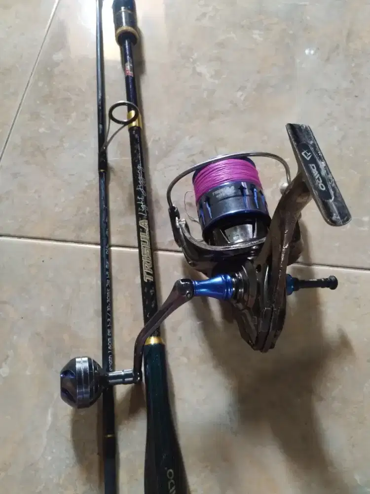 Joran laut trisula set dengan reel trisula