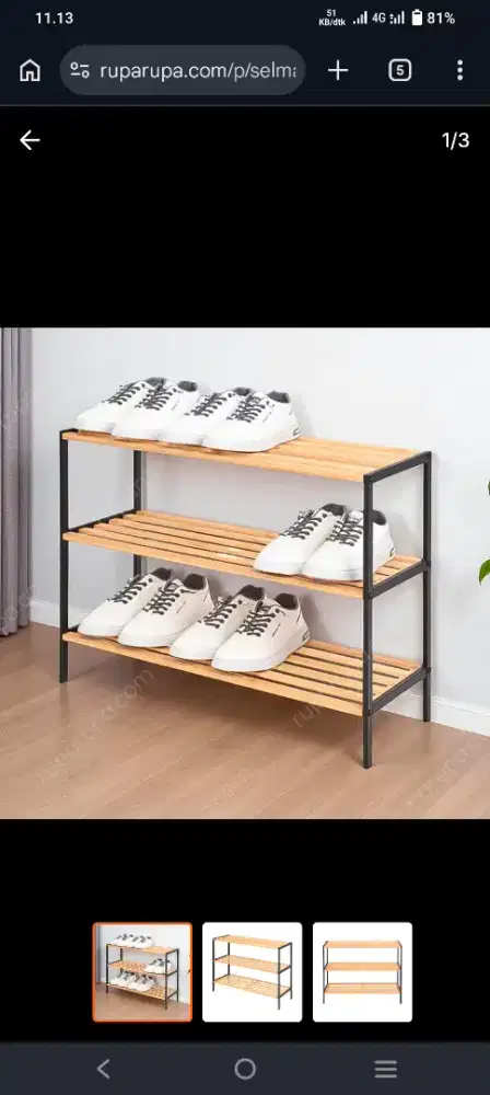 PROMO !! SELMA TARAS BAMBOO SHOE RACK 3 TIERS