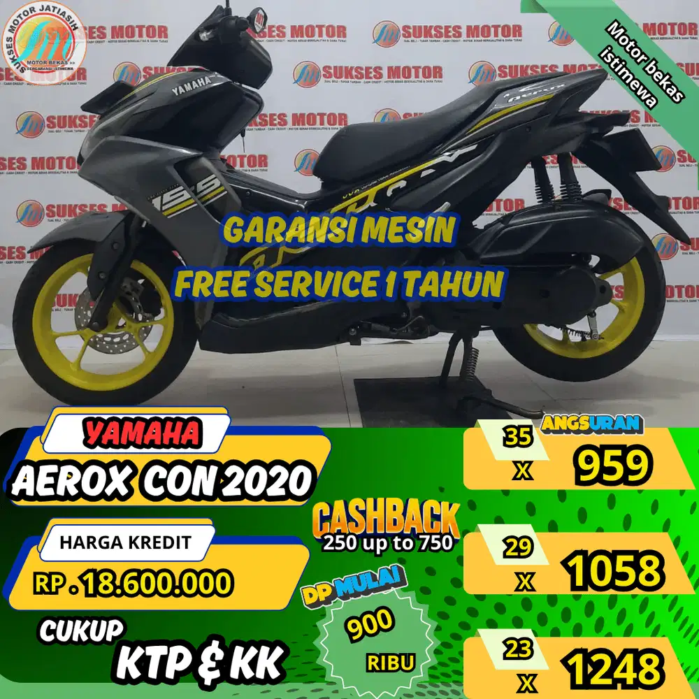 YAMAHA AEROX CON 2020 DP&ANGSURAN TERMURAHSYRT KTP&KK(SUKSESMOTOR)