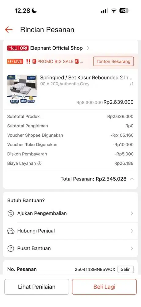 Dijual Murah Spring Bed uk 90x200