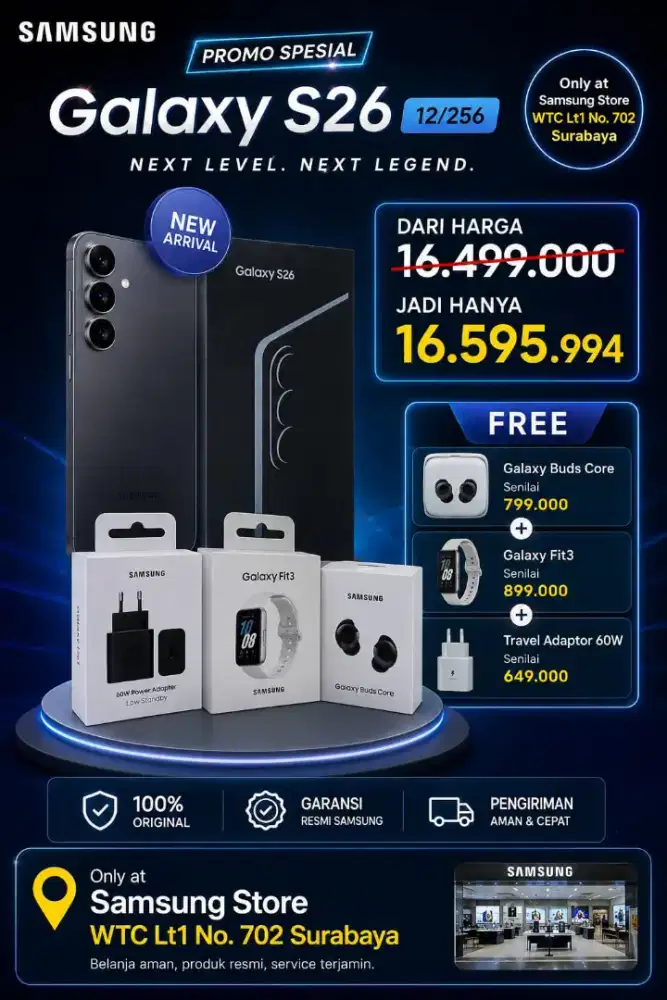 SAMSUNG GALAXY S26 FREE GALAXY BUDS CORE FIT 3 TRAVEL ADAPTER 25W