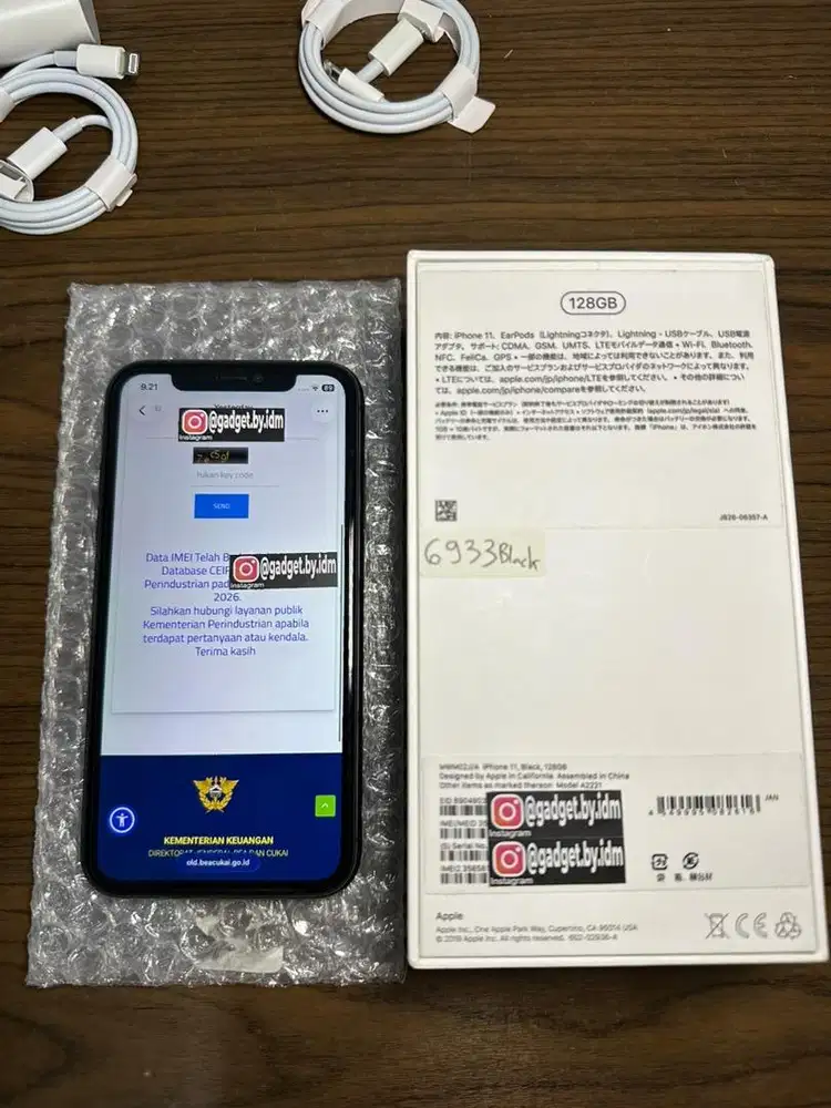 iPhone 11 128GB Setara iBox (Beacukai) BH 91% Black DUS ORIGINAL