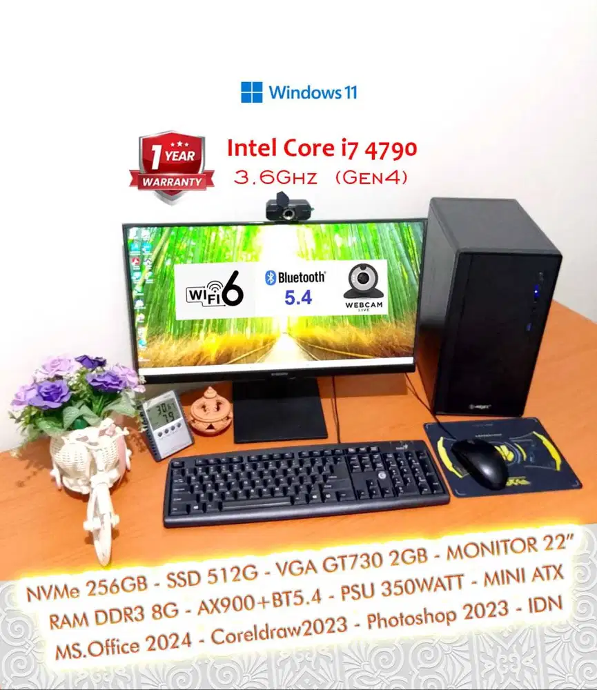 Komputer Rakitan Intel Core i7 4790 Gen4  Windows 11 PC Desktop Murah