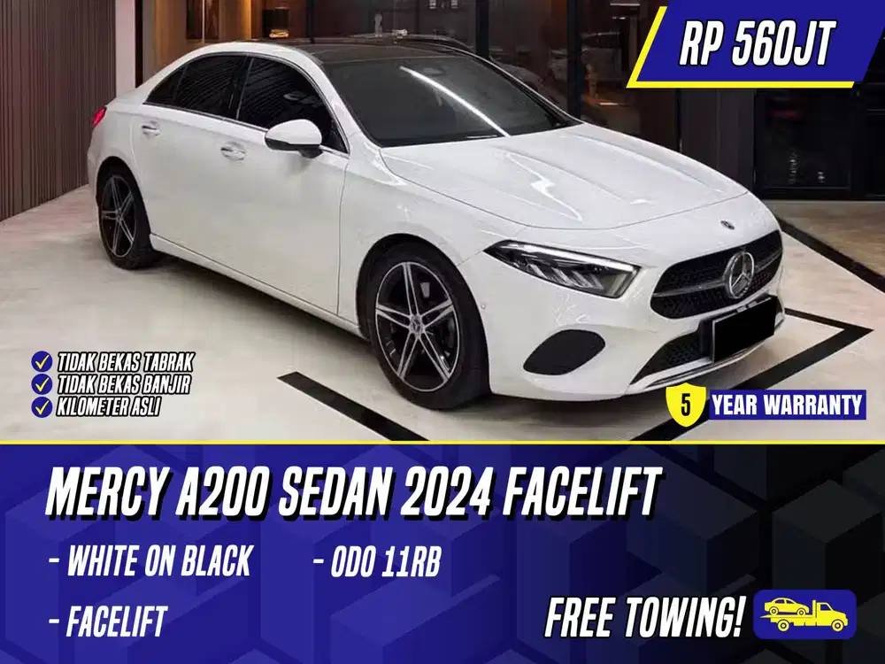 Mercedes Benz A200 Sedan 2024 NIK 2023 Facelift White on Black Mercy