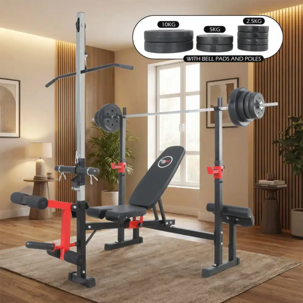 Bench pres 1 set plus beban 40 kg dan stik