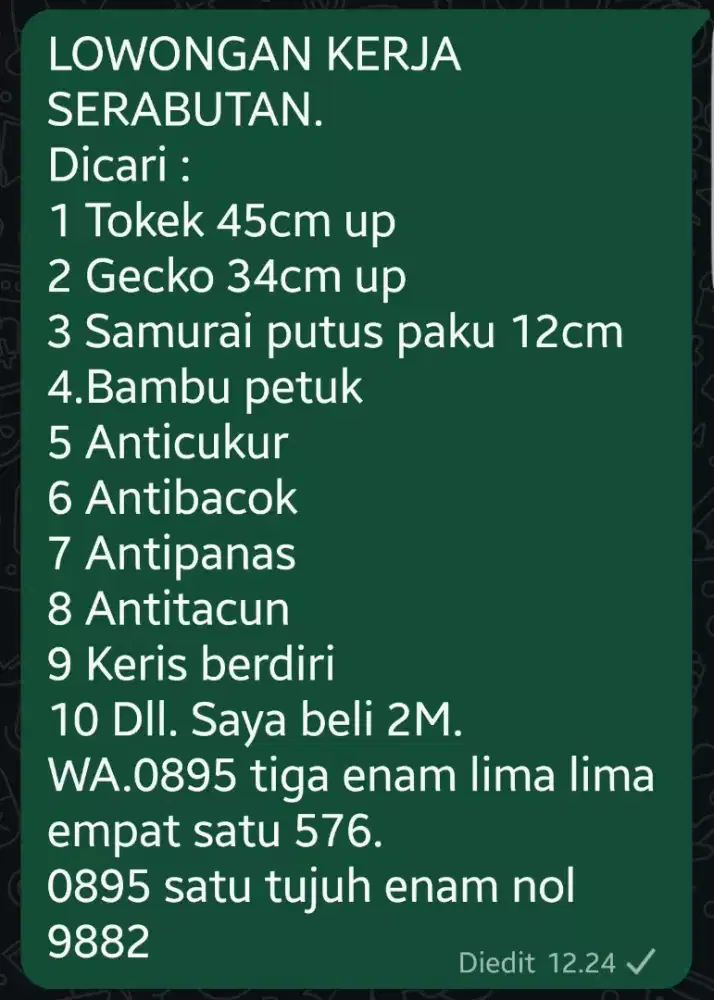 Dibutuhkan pekerja serabutan