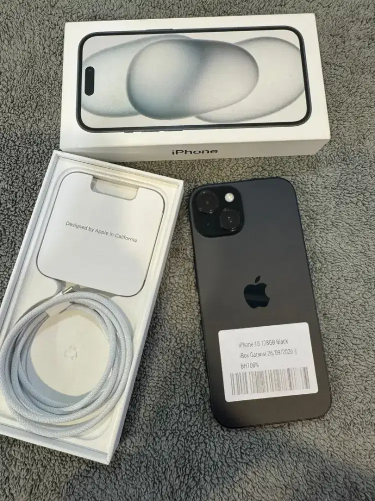 iPhone 15 128GB Black Garansi iBox 26/09/26 BH 100%