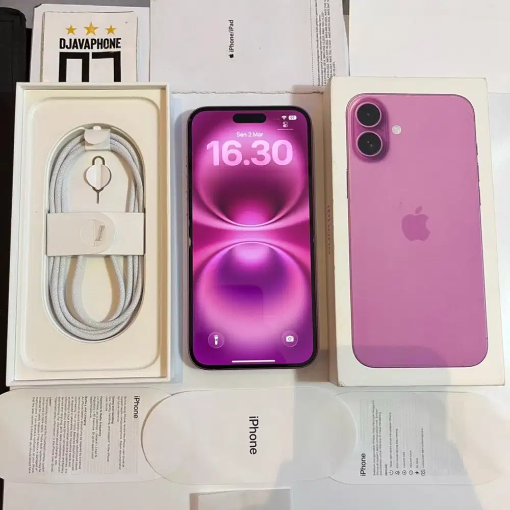 iPhone 16 Plus Pink 256GB BH 93% Ex iBox Resmi