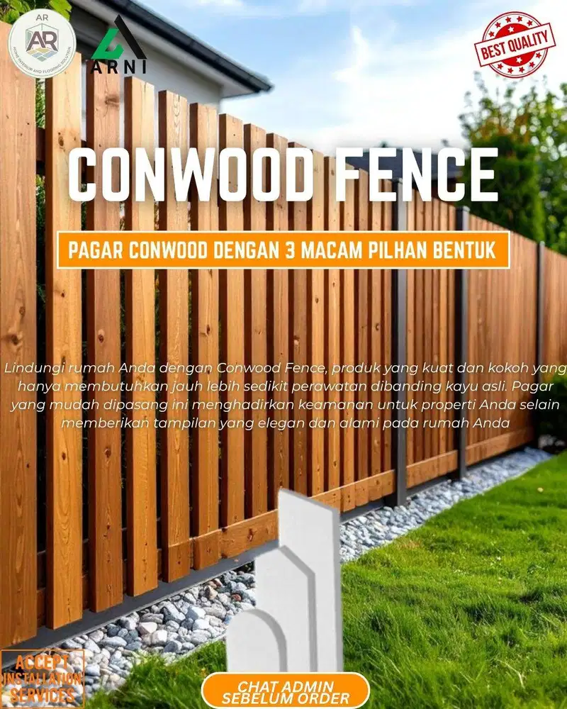Conwood Fence Kokoh | Pagar Conwood 3 Macam Pilihan Bentuk | Kuat