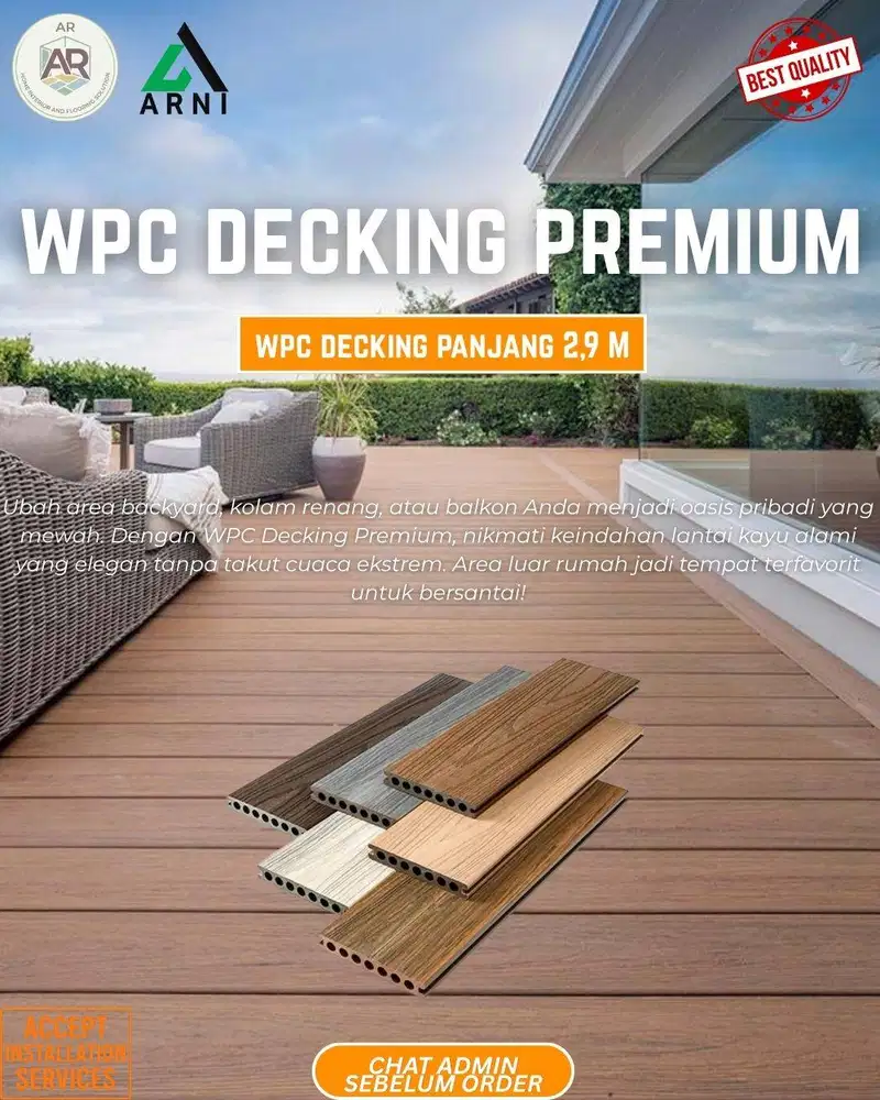 WPC Decking Premium | WPC Decking Motif Wood | Panjang 2,9 m