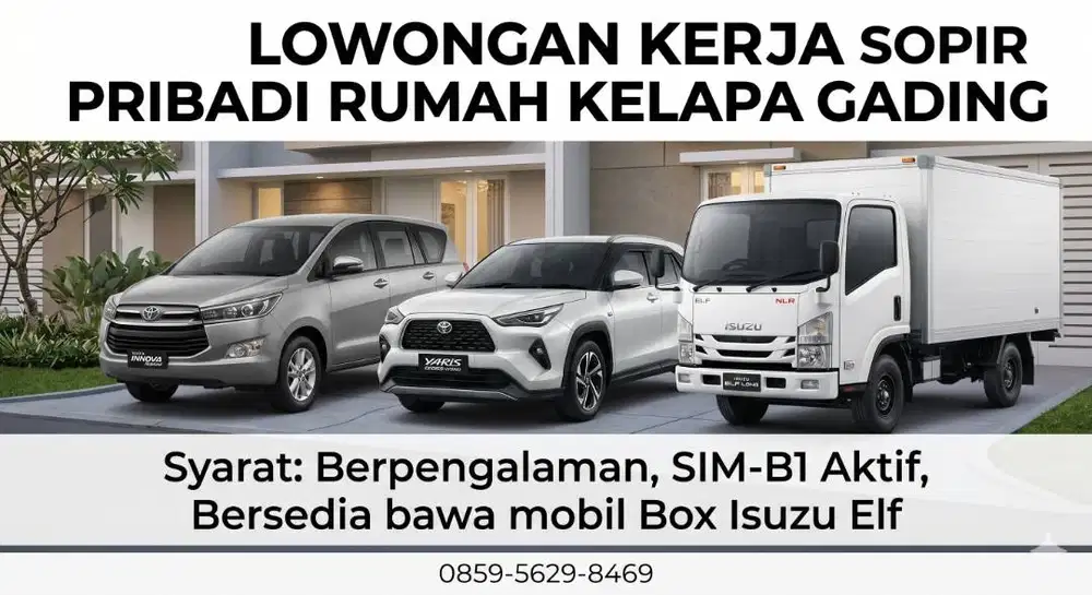 Loker Driver / Sopir Standby di Rumah Berpengalaman (Khusus SIM-B1)