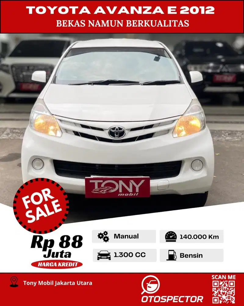 #Tony Mobil# Toyota Avanza E Manual 2012 Putih