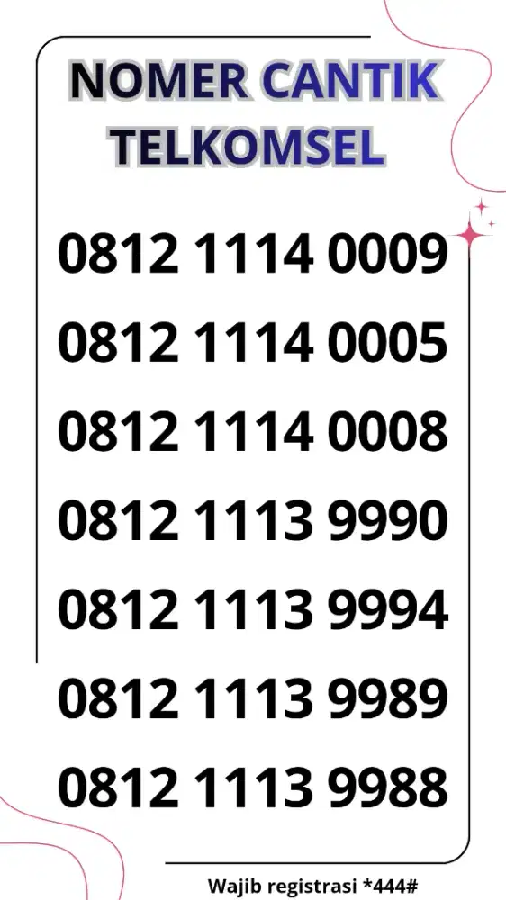 NOMER CANTIK TELKOMSEL , DOUBLE TRIPLE