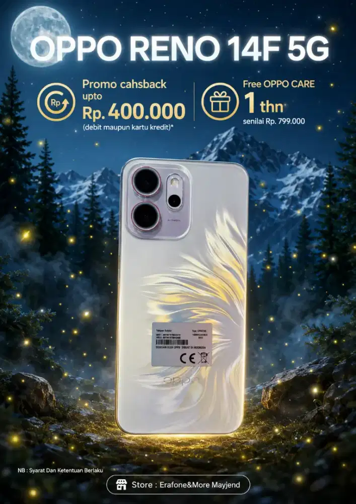 Oppo Reno 14f 5g 16/256 promo cashback
