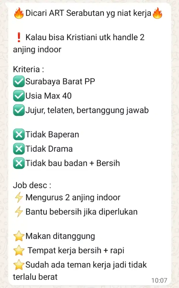 Dibutuhkan ART Serabutan