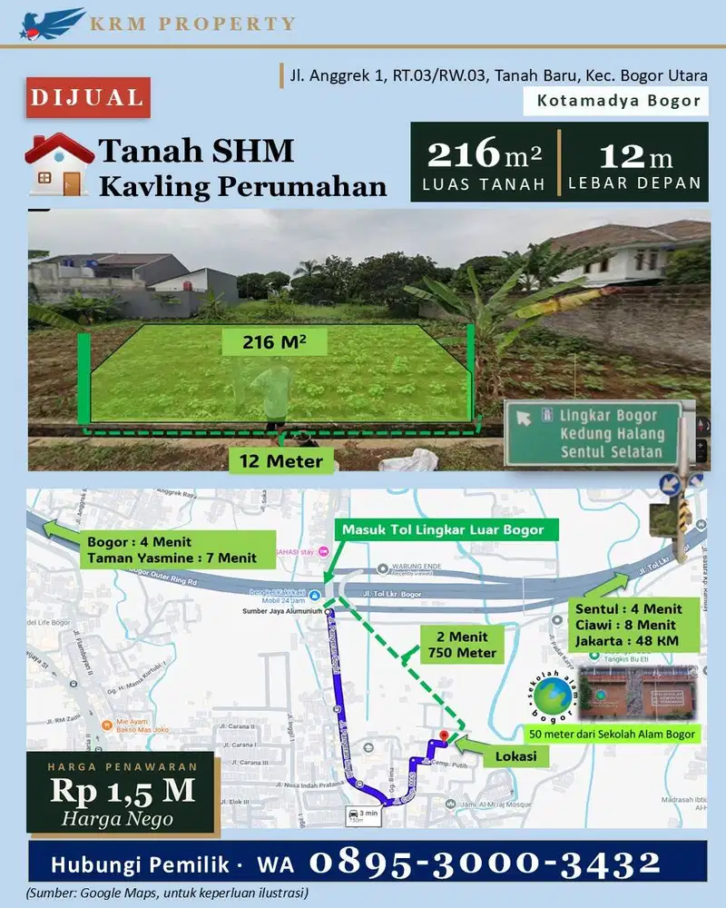 Tanah Siap Bangun di Tanah Baru, Dekat IKEA dan AEON Bogor