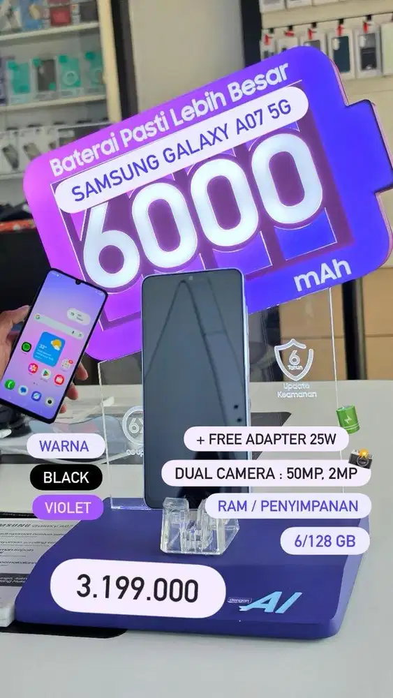 SAMSUNG GALAXY A07 5G 6/128 GB + FREE ADAPTER 25W