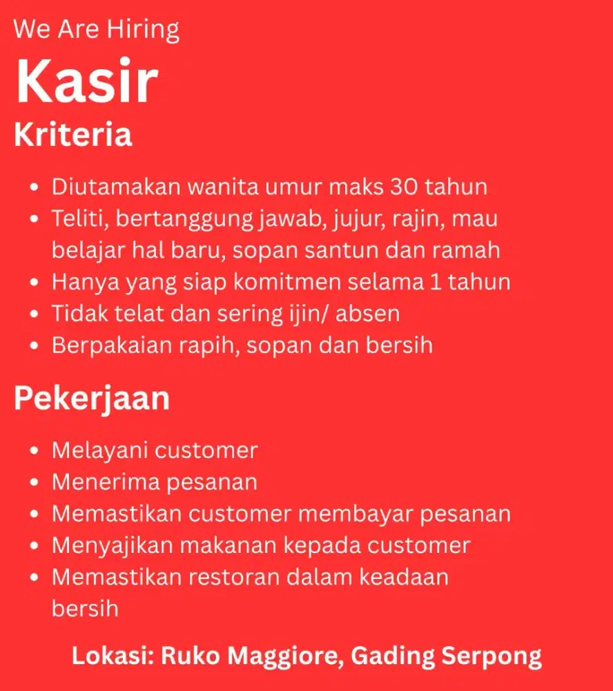 Kasir Rumah Makan