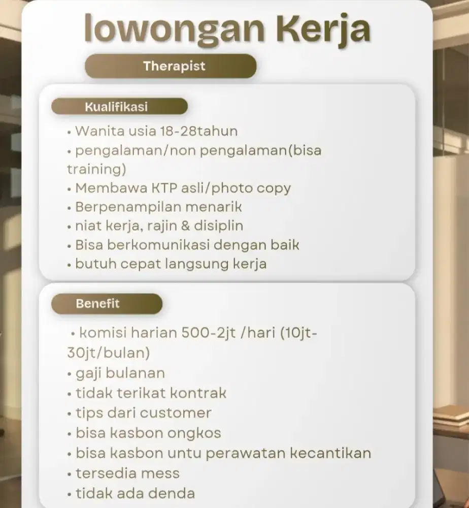 Lowongan kerja terapis