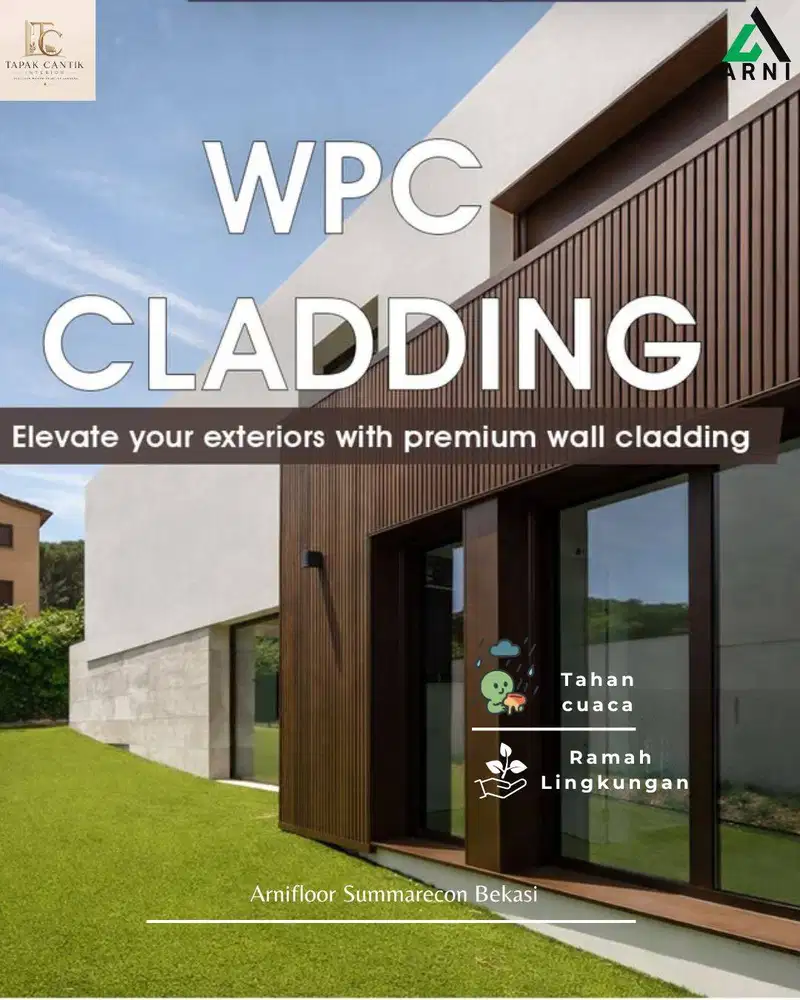 Dekorasi Dinding WPC CLADING tahan cuaca, anti rayap, dan minim perawa