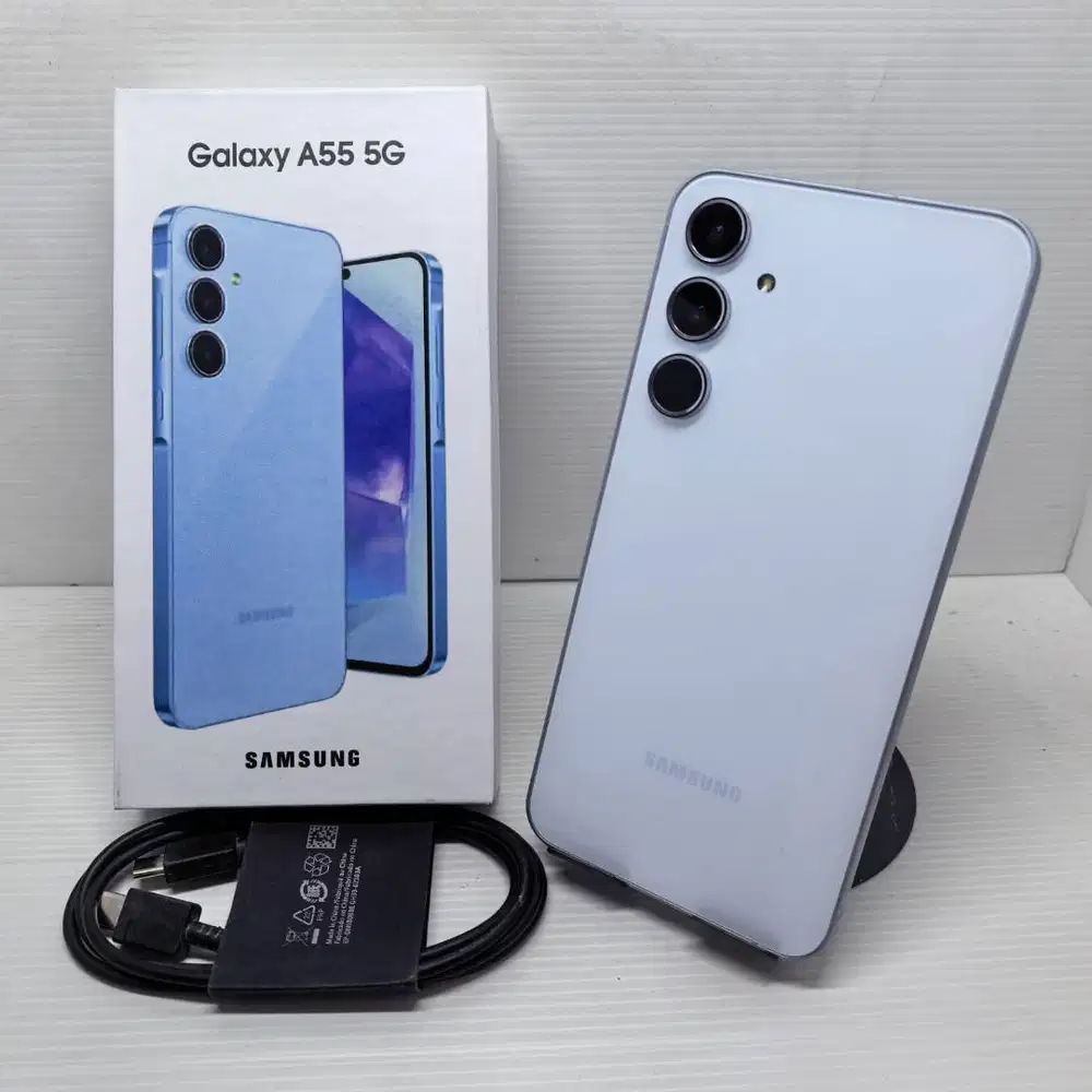 (12/256) SAMSUNG GALAXY A55 5G ICE BLUE FULLSET SEIN RESMI MULUS FULLS