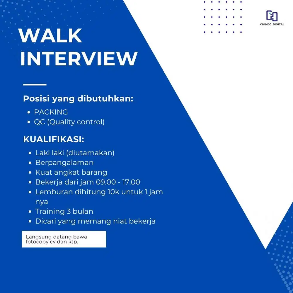 DIBUTUHKAN SEGERA LOWONGAN PACKING DAN QC!!