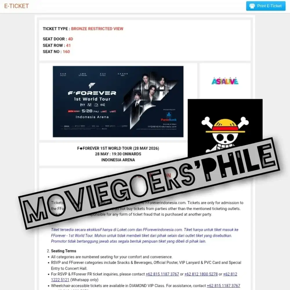 WTS TIKET KONSER F4 FOREVER DAY 1 KAMIS, 28 MEI 2026 @ INDONESIA ARENA