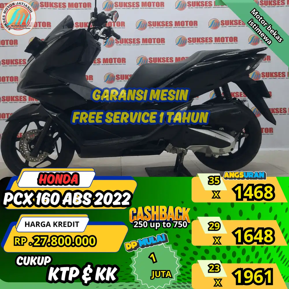 HONDA PCX 160 ABS 2022 DP&ANGSURAN TERMURAHSYRT KTP&KK(SUKSESMOTOR)