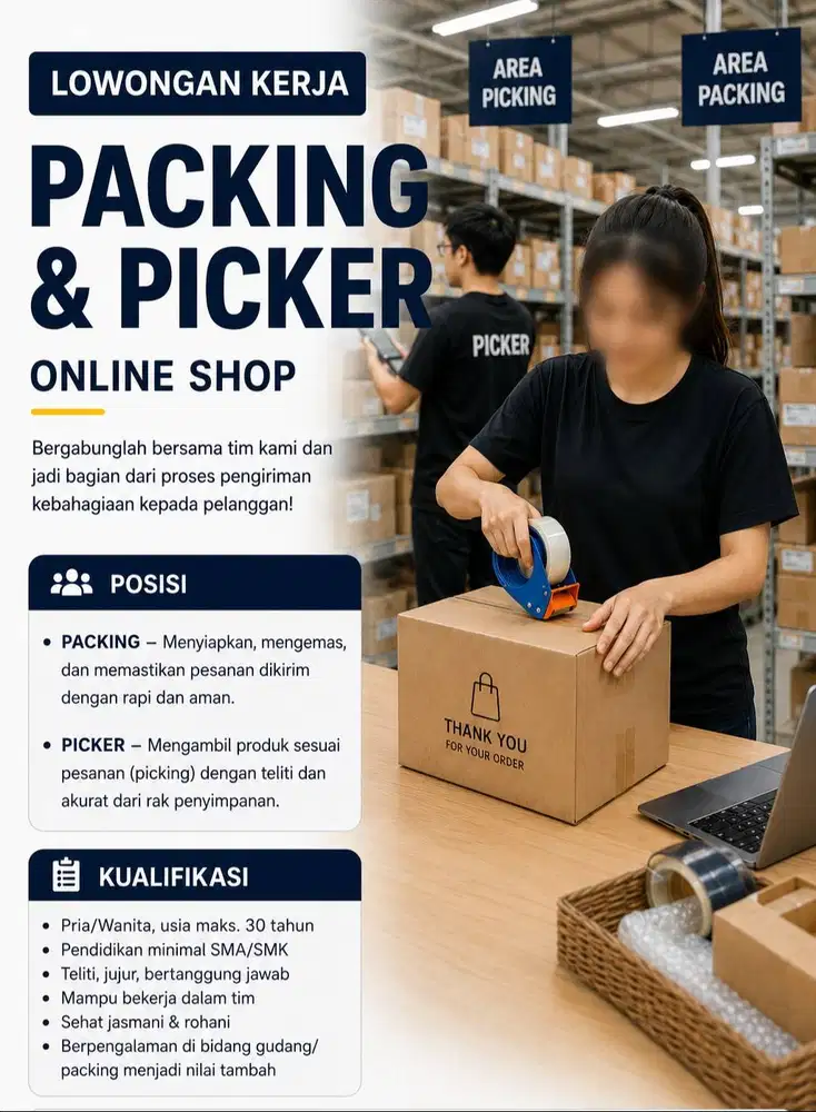 Staff Packing dan Picker online shop