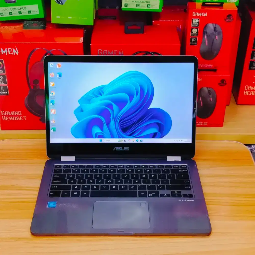 Laptop Lipat 360 Asus TP401M Intel N4020 RAM 4GB SSD 256GB Touchscreen