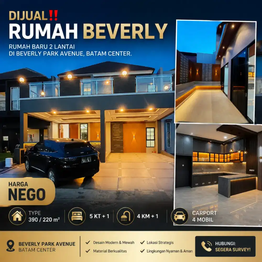 Dijual
Rumah Baru 2Lantai Di BEVERLY PARK AVENUE