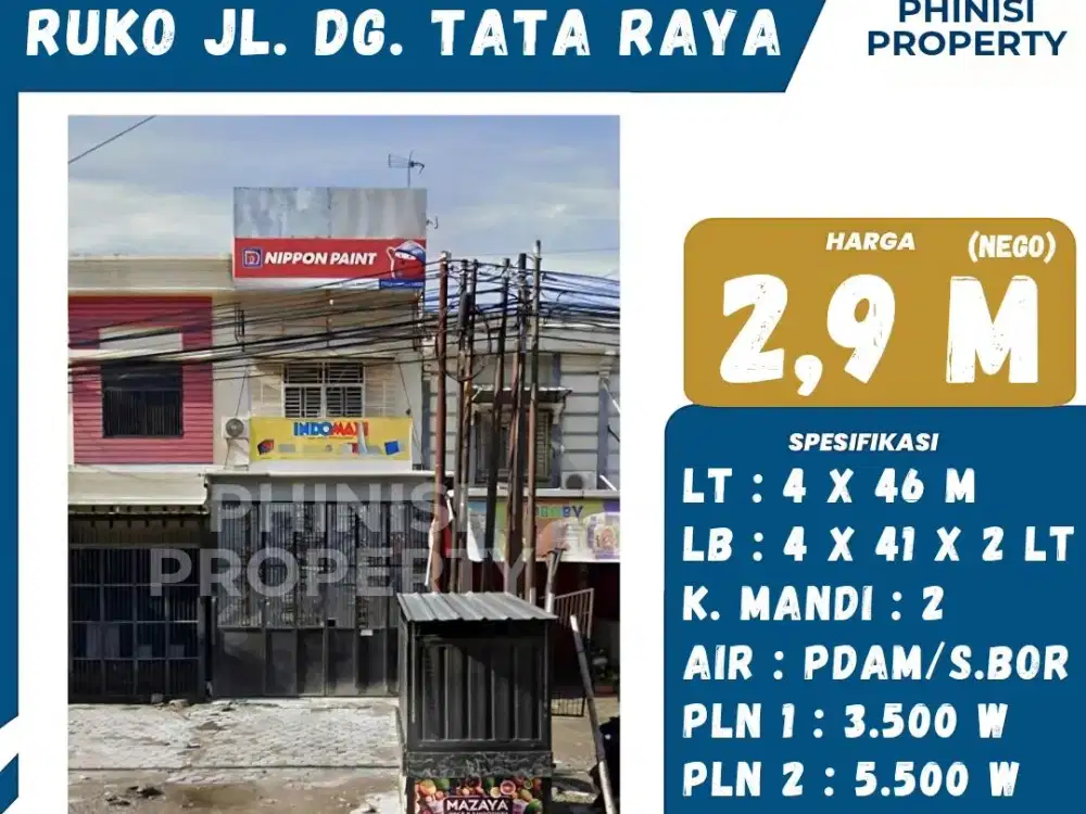 DIJUAL RUKO JL. DG. TATA RAYA