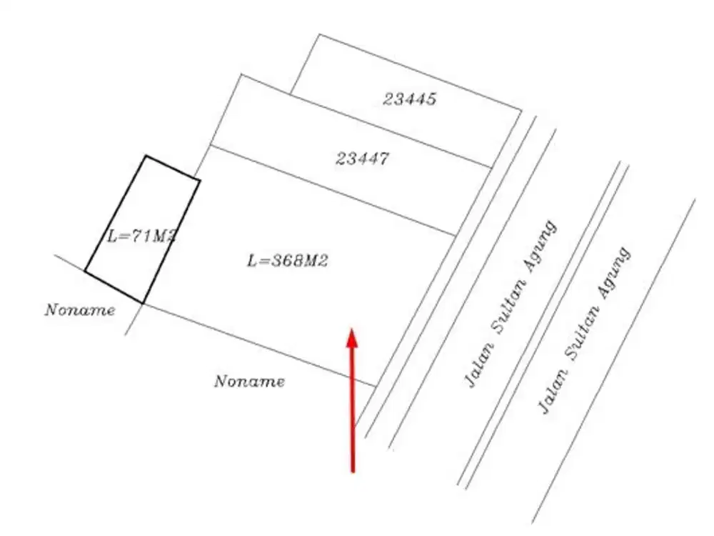 Dijual Lahan 18X20 SHM Strategis Pinggir Jalan Raya Sultan Agung