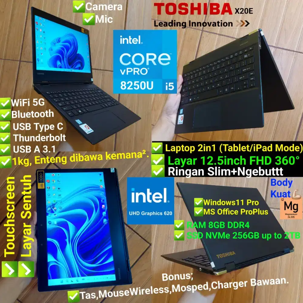 Laptop Toshiba Yoga 2in1 bisa jadi Tablet dan Laptop Intel Core i5 X20