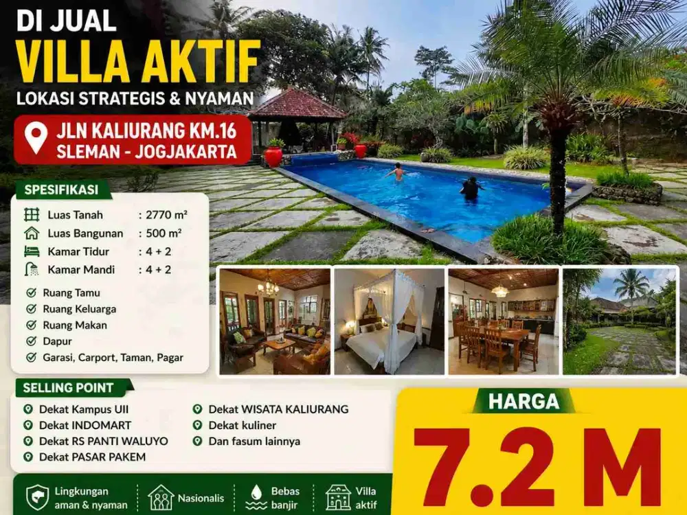 Villa Aktif Kaliurang Km 16 – Tanah Luas 2770m², Cocok Investasi