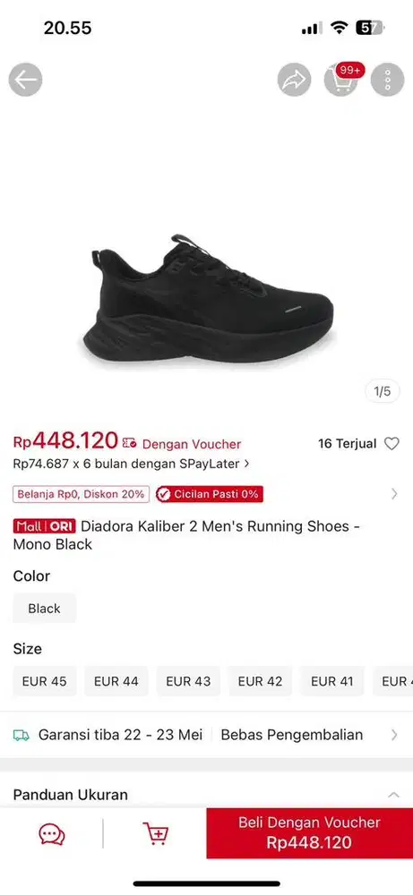 Diadora kaliber 2 men's running shoes - mono black