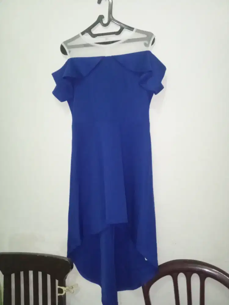 Dress Biru Pundak Furring