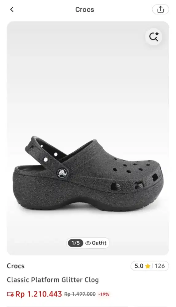 Crocs Flatform Glitter Clog Black