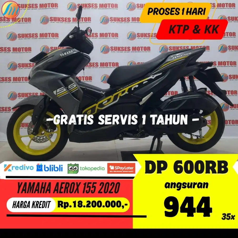 DP PROMO 600RIBU YAMAHA AEROX 155 2020 ANGSURAN SANGAT RENDAH KTP KK